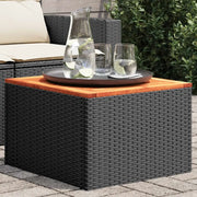 Tavolo da giardino nero 55x55x37 cm in polyrattan e legno di acacia 365975