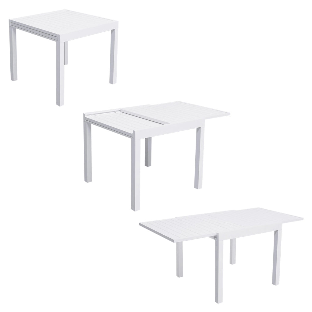 VENEZIASet di mobili da giardino allungabili in textilene grigio 90/180 - alluminio bianco