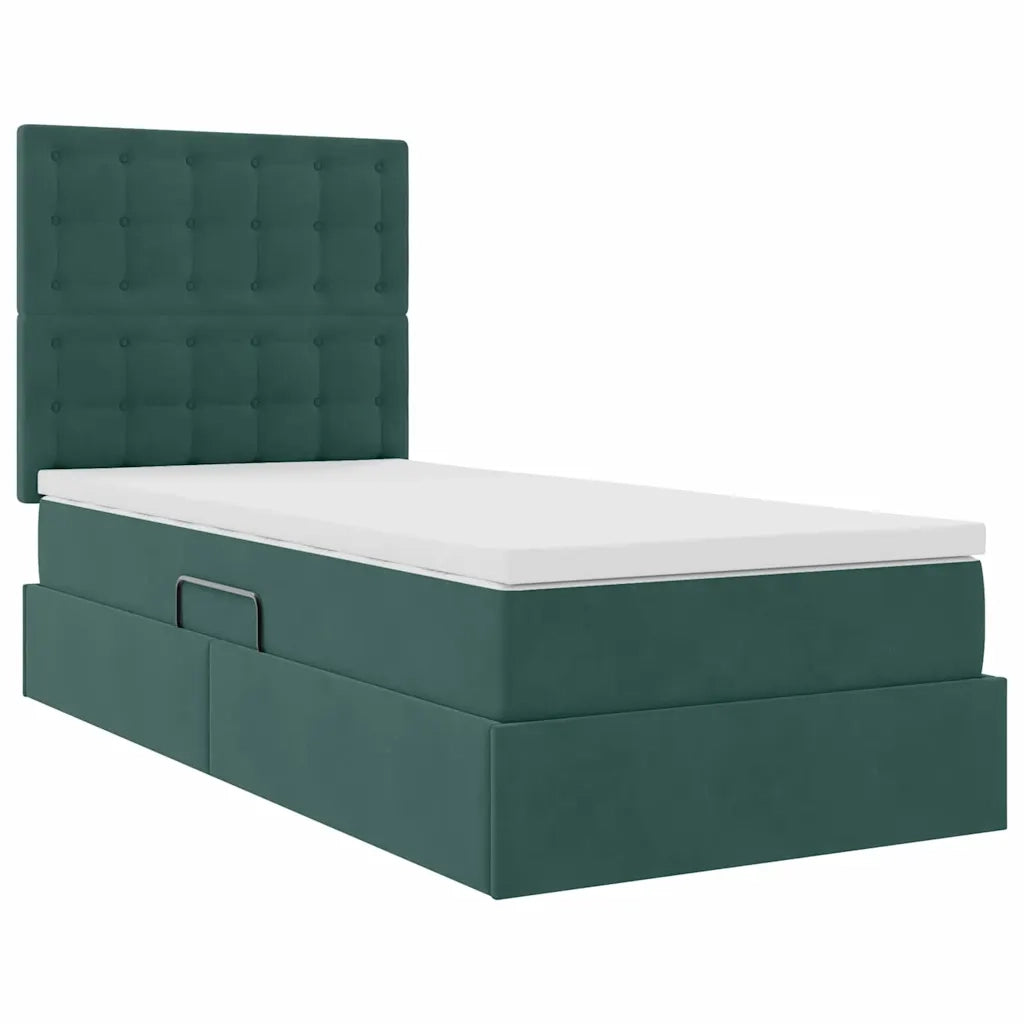 Letto con contenitore e materasso Verde Scuro 90 x 200 cm