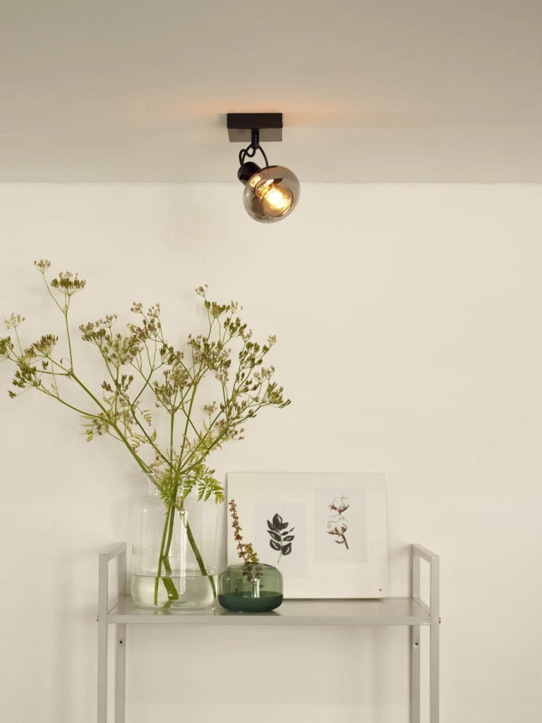 Lampada soffitto Lucide Madee vetro nero trasparente E14 25W