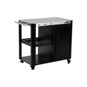 Carrello da cucina da esterno in acciaio con tavolino pieghevole,