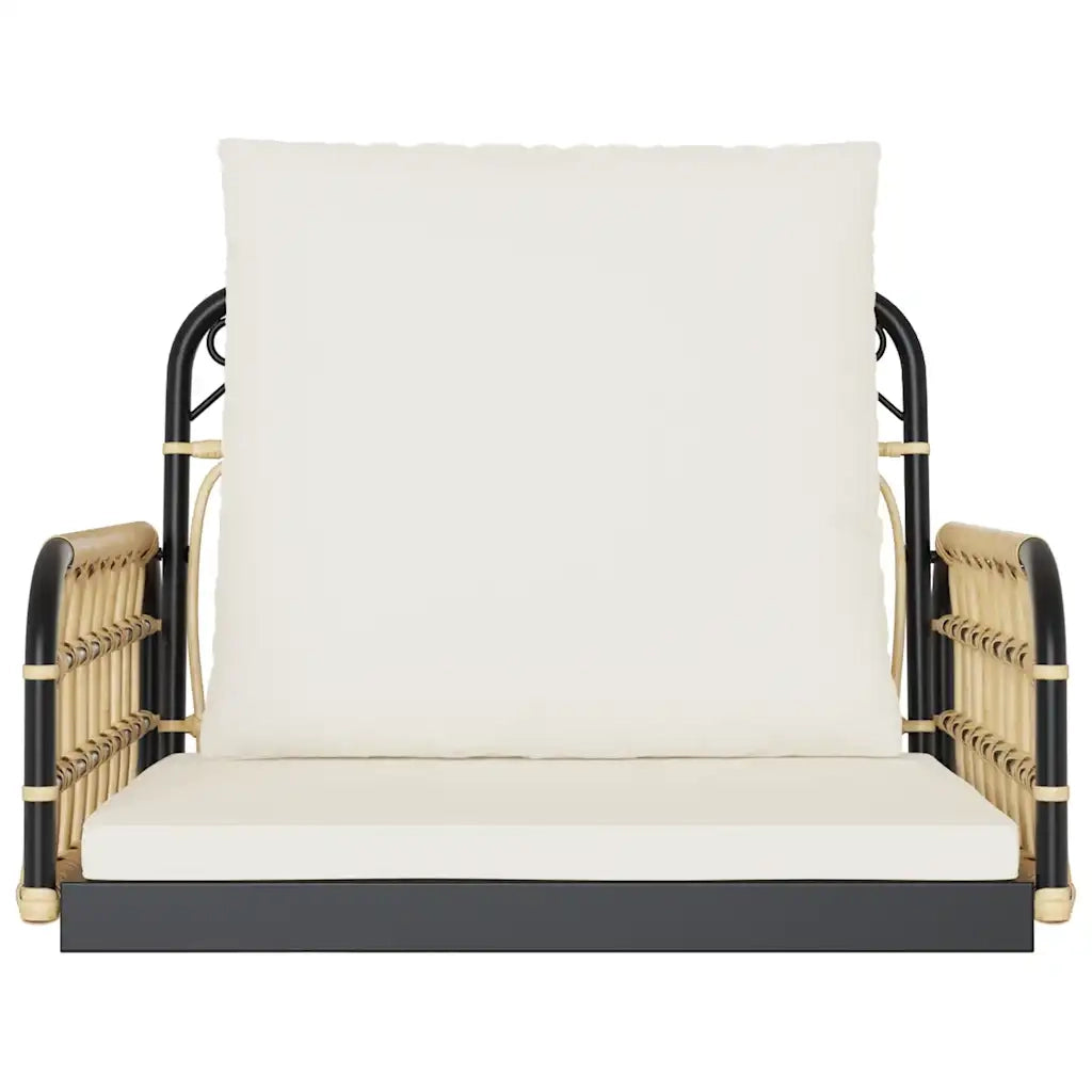 Sedia a Dondolo con Cuscini 63x58x39 cm Polyrattan e Acciaio