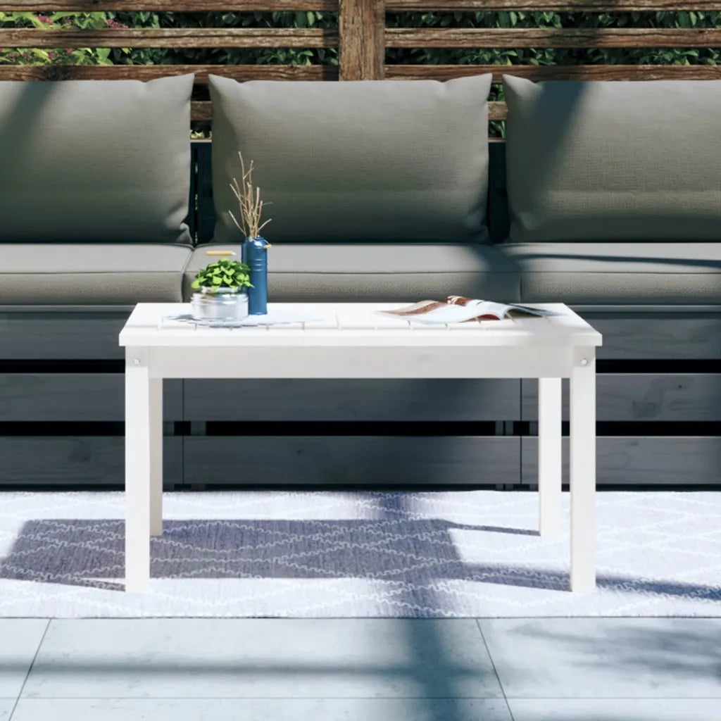 Tavolo da Giardino Bianco 82,5x50,5x45 cm Legno Massello Pino 824114