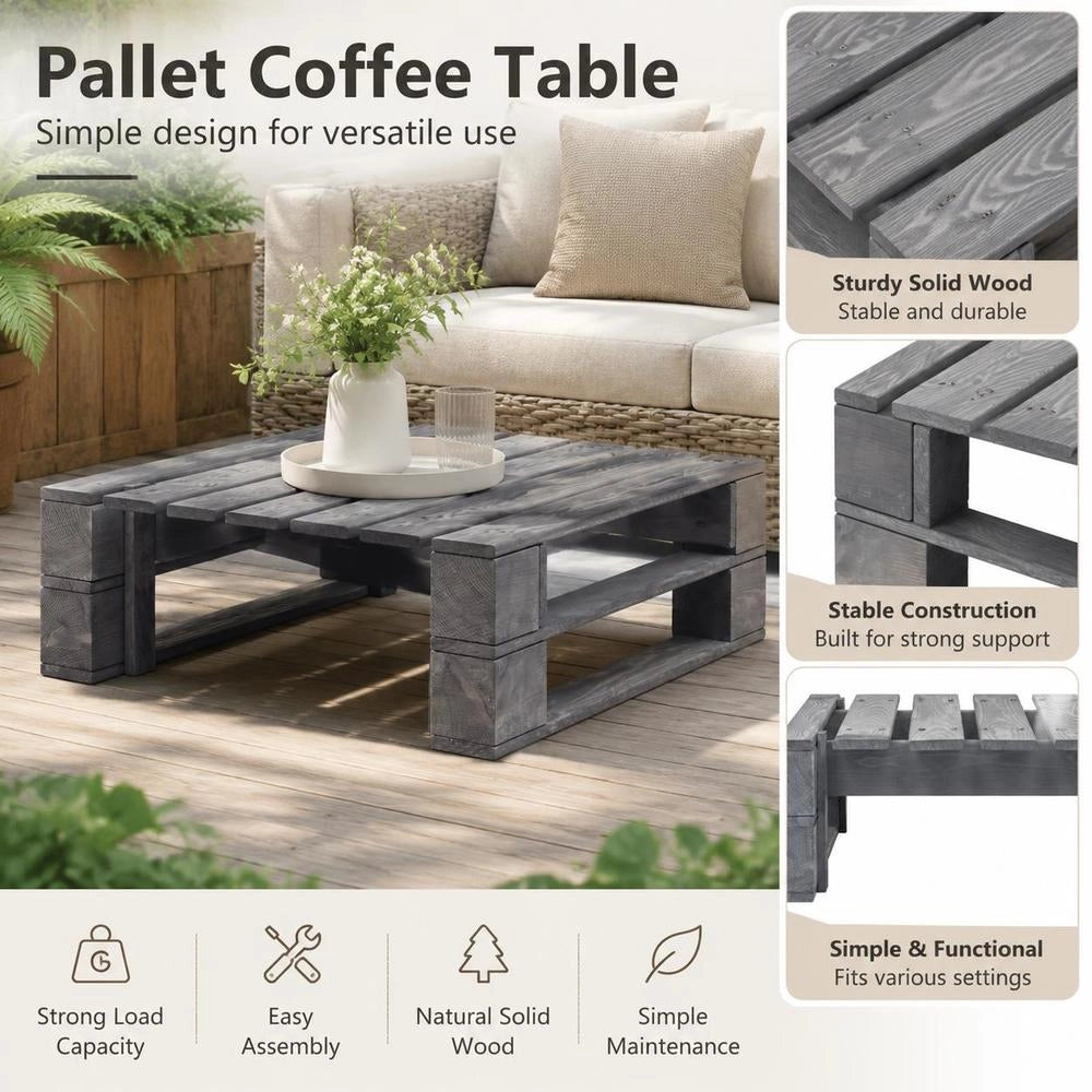 Outdoor Ottoman Pallet Wood Grey