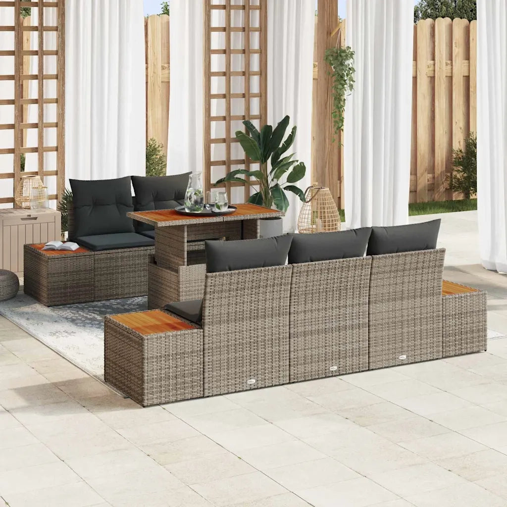 Set da Pranzo per Giardino con cuscino 6 pcs Grigio e Marrone 3350026