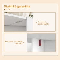 Tavolo Pieghevole per 6 Persone con 2 Ribalte Ovale in Legno, 163x80x75 cm, Bianco