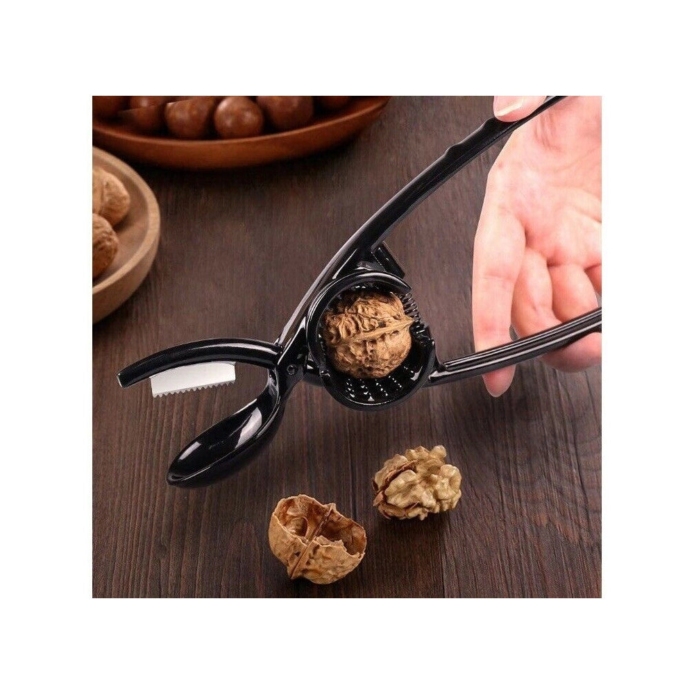 Trade Shop - Schiaccianoci 2 In 1 Apricastagne Multifunzione In Metallo Spacca Castagne Nero -