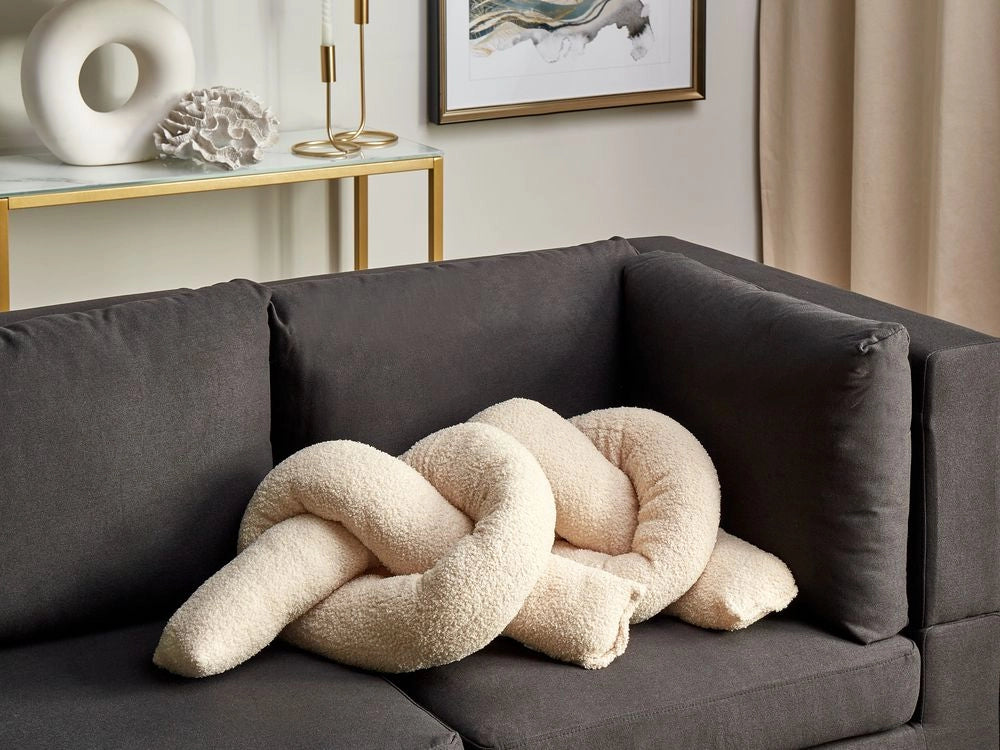 Set di 2 cuscini moderni in tessuto peluche beige 172 x 14 cm accessori decorazioni divano