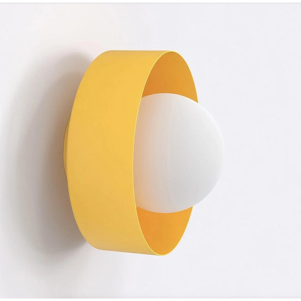 Lampada a parete Lulu in acciaio arancione con diffusore sferico