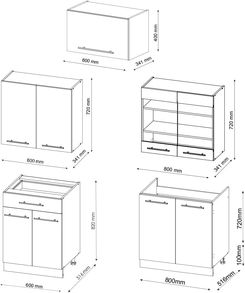 Cucina componibile Fame-Line, Quercia verde-oro Country/oro Power, 200 cm, PL Rovere, adatto per l'espansione personalizzata con moduli aggiuntivi