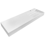 Lavabo bagno rettangolare in ceramica bianco 150 x 48 cm Lavello da bagno rettangolare