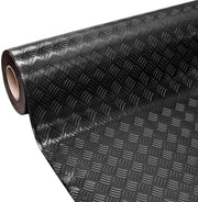 Tappeto Gomma Copri Pavimento 140x320 cm Effetto Lamiera Zerbino Antiscivolo Isolante Robusto Nero
