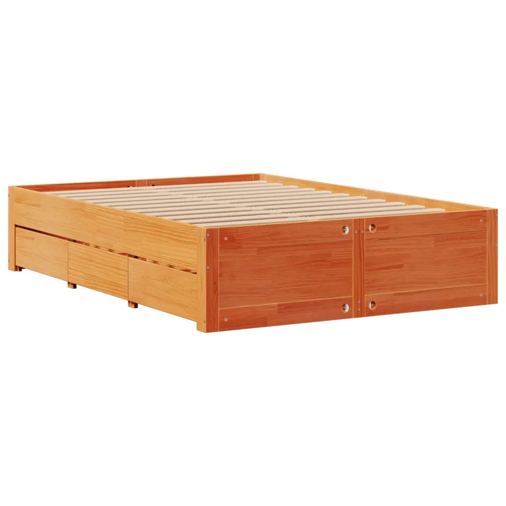 Giroletto senza Materasso con Cassetti Marrone Cera 140x190 cm