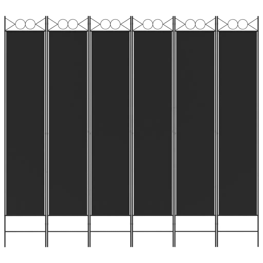 Divisorio Ambienti | Divider per stanze | Paravento a 6 Pannelli Nero 240 x 220 cm in Tessuto
