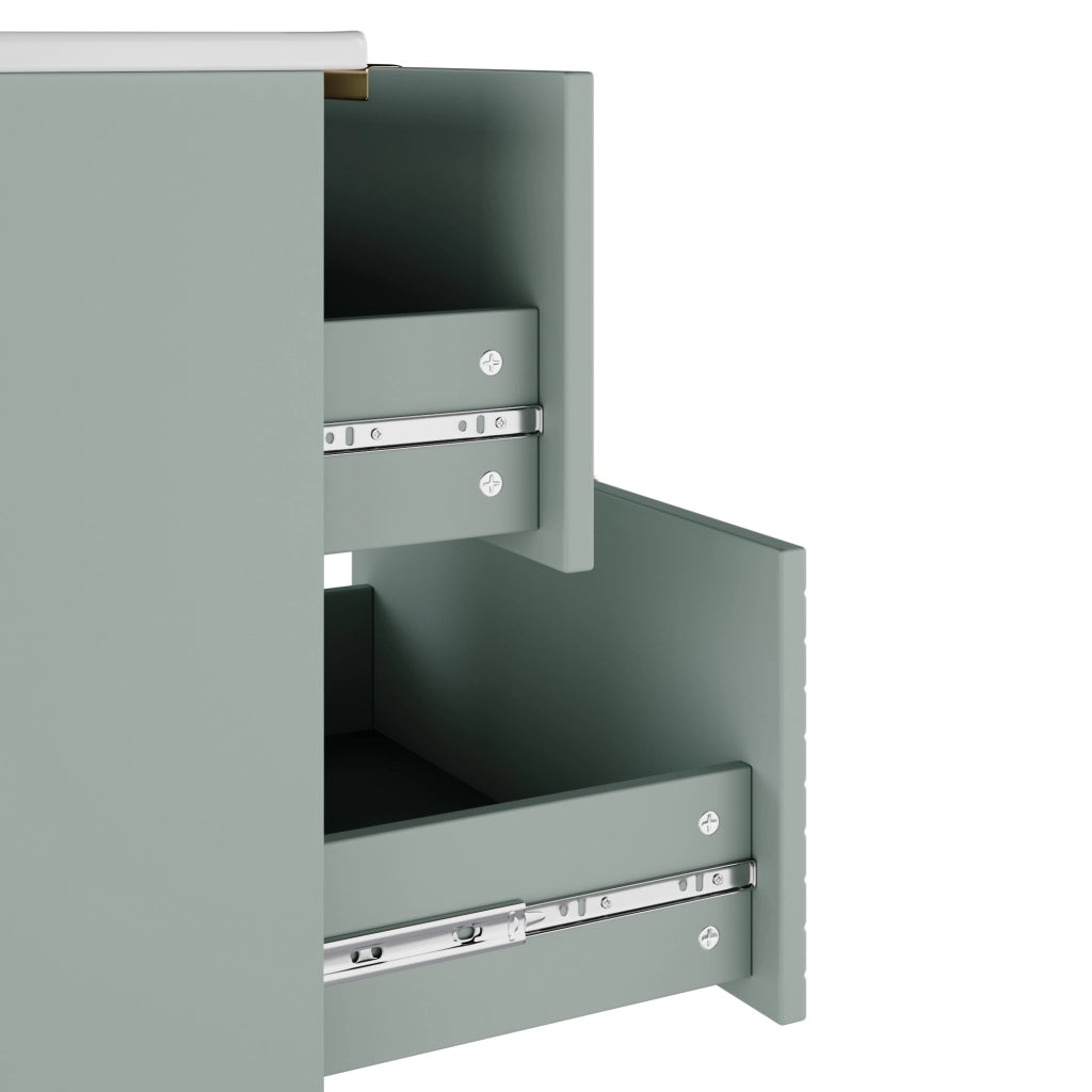 Sottolavabo Sospeso con Lavabo Integrato ¨C MINIMAL ¨C 2 Cassetti, Verde Menta, 61x46x57