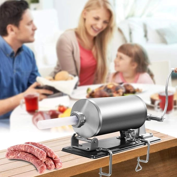4 kg Insaccatrice per Salsiccia, Macchina per la Produzione di Salsicce, Insaccatrice Manuale per Uso Domestico, Salsicce Siringa con 4 Tubi di Riempimento