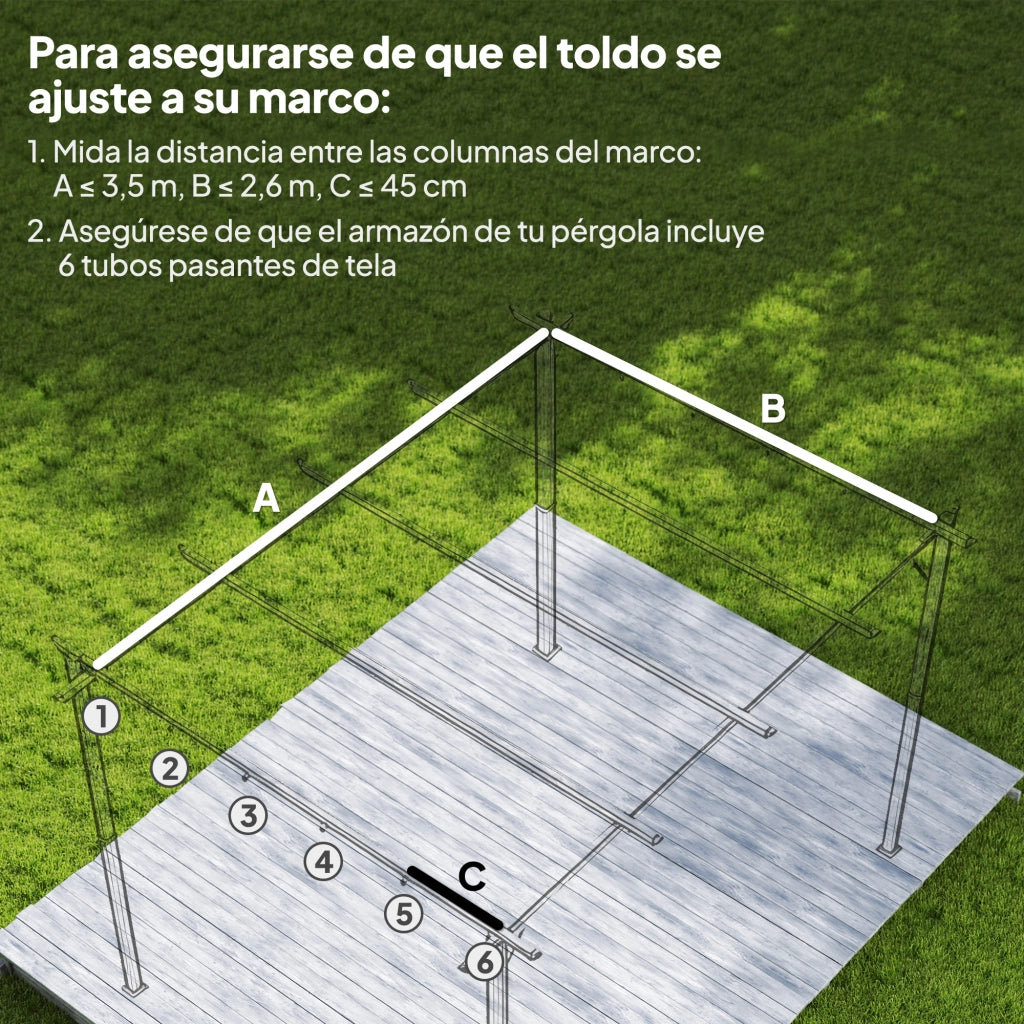 Copertura per Pergola 3.5x2.6m Tenda Retrattile ¨C zephmum ¨C Crema