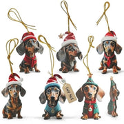 Set di decorazioni natalizie con 6 figure di un cane - Supporti per decorazioni in acrilico - Decorazione animale - Decorazione invernale - 8 x 5 cm - Decorazione natalizia
