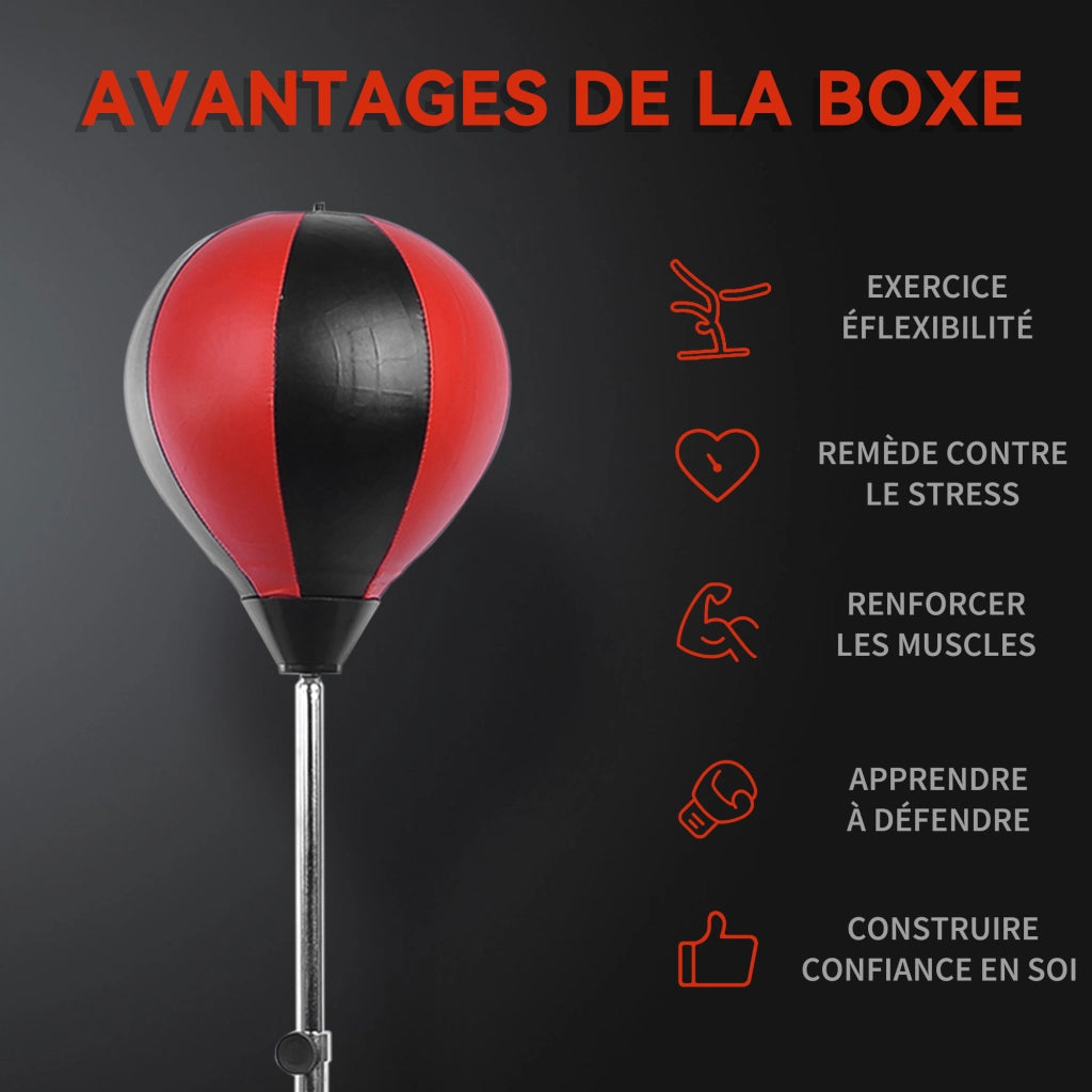 Sacco da boxe regolabile in altezza con guanti e pompa per principianti ¨C zephmum ¨C nero e rosso 126-144 cm