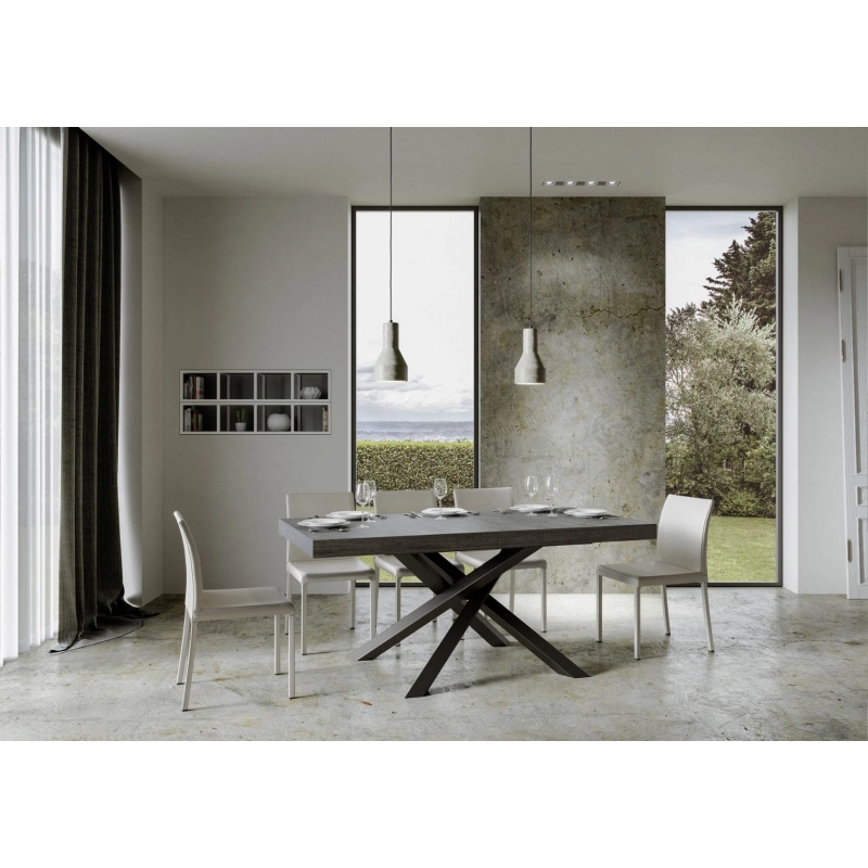 Tavolo allungabile 90x160/264 cm Volantis Premium telaio Antracite - Cemento