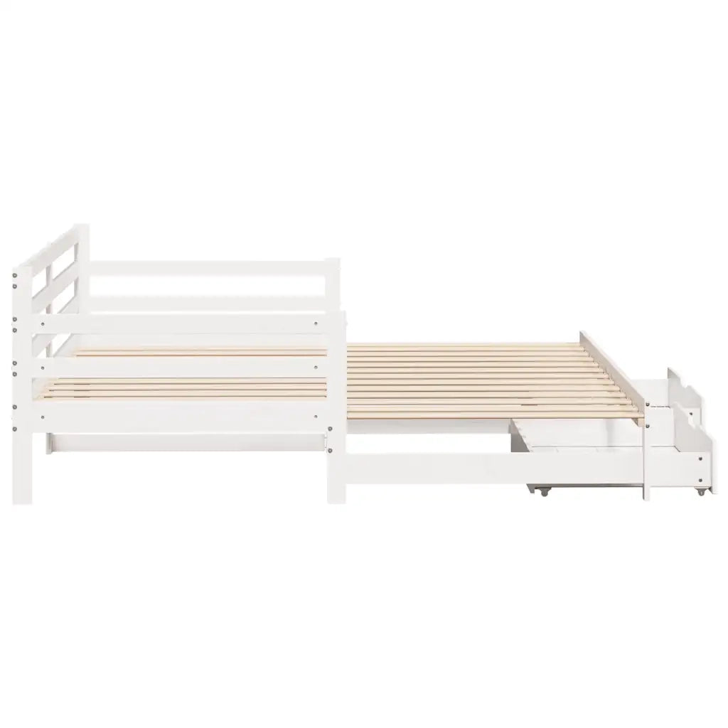 Letto Estraibile con Cassetti senza Materasso Bianco 90x200 cm