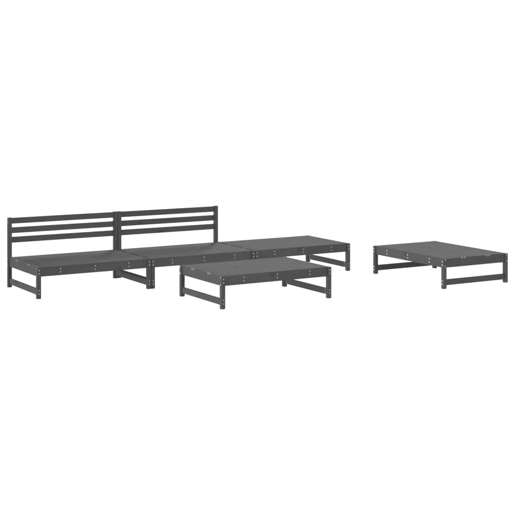Set Salotto da Giardino 5 pz Grigio in Legno Massello di Pino 3186601