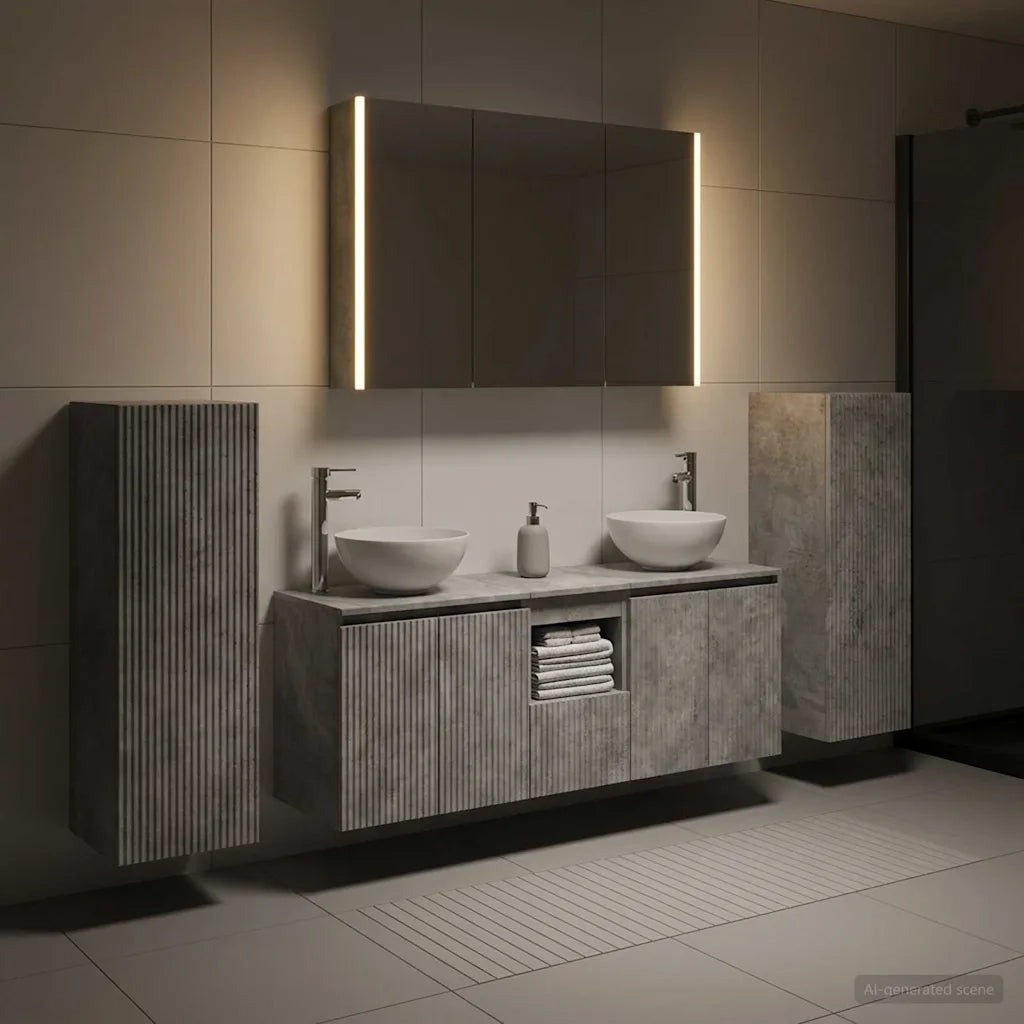 Set di mobili per il bagno 6 pcs Grigio Cemento 3407154
