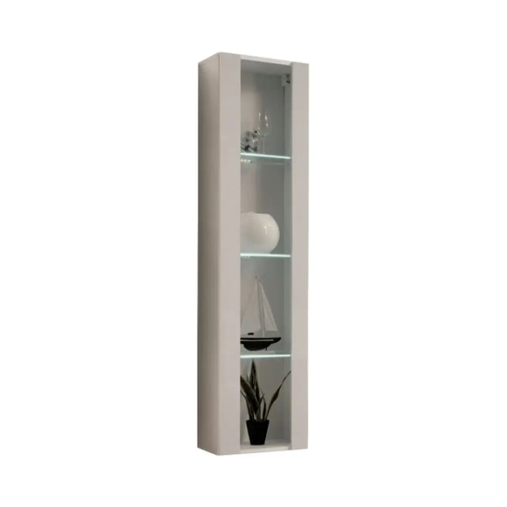 Vetrina FLY – Cashmere opaco – 1 porta a vetro con LED integrato