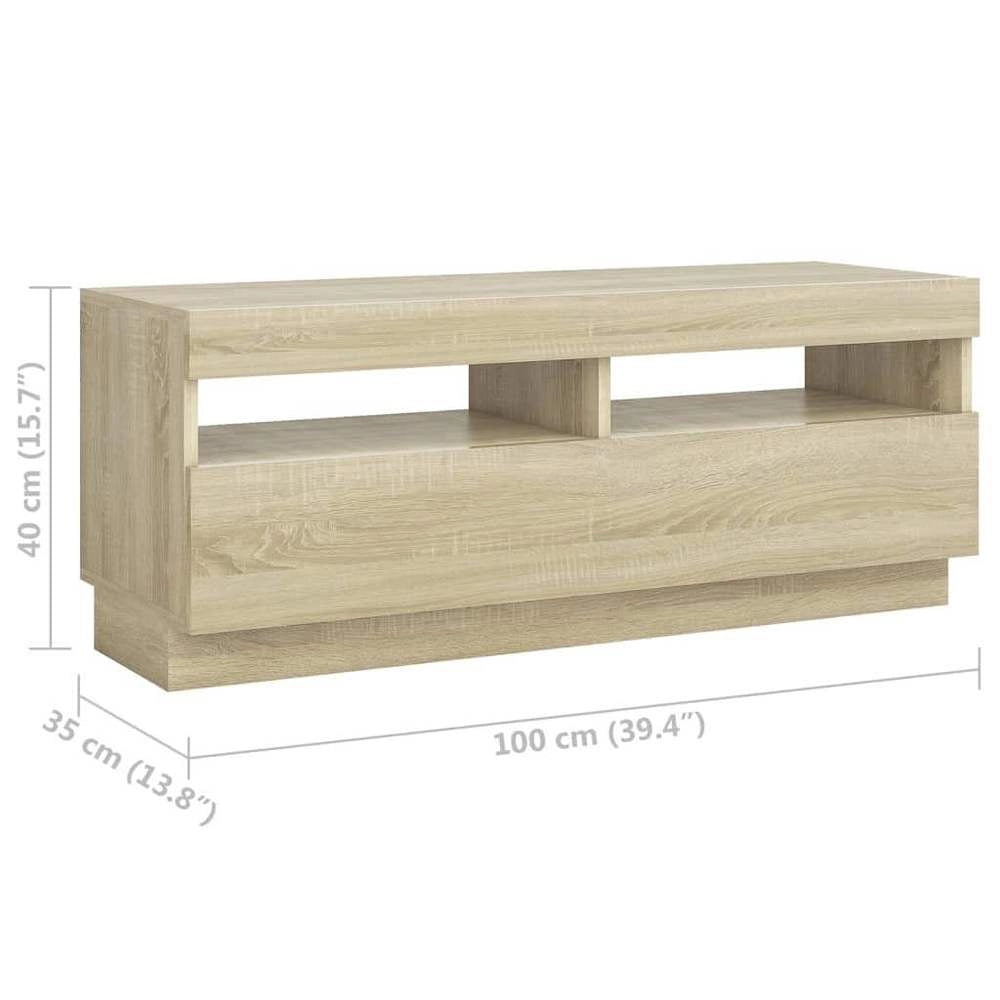 TV Cabinet With LED Lights Sonoma Oak 300x35x40 Cm