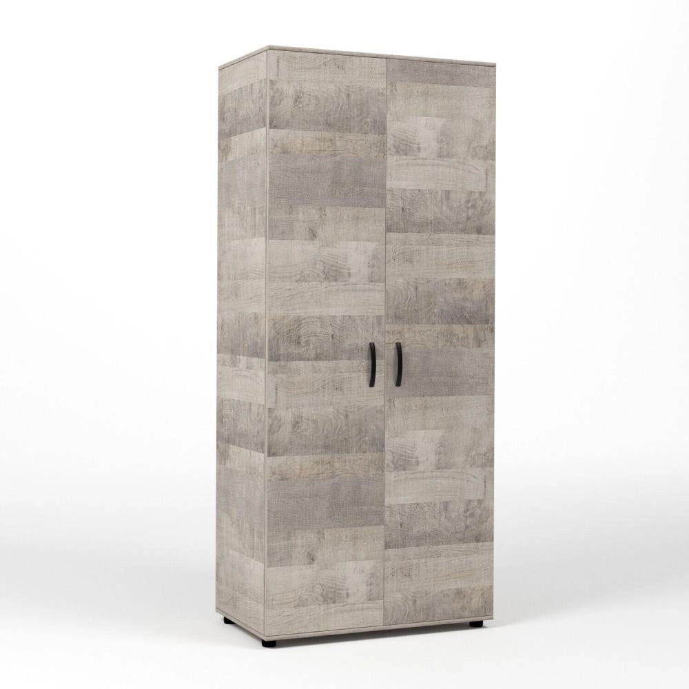 Kit Armadio Moderno in Legno 2 Ante Ripiano Fisso e Asta cm 80x52x205h