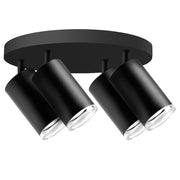 Plafoniera Polux Turyn nera 4 faretti orientabili GU10 IP44