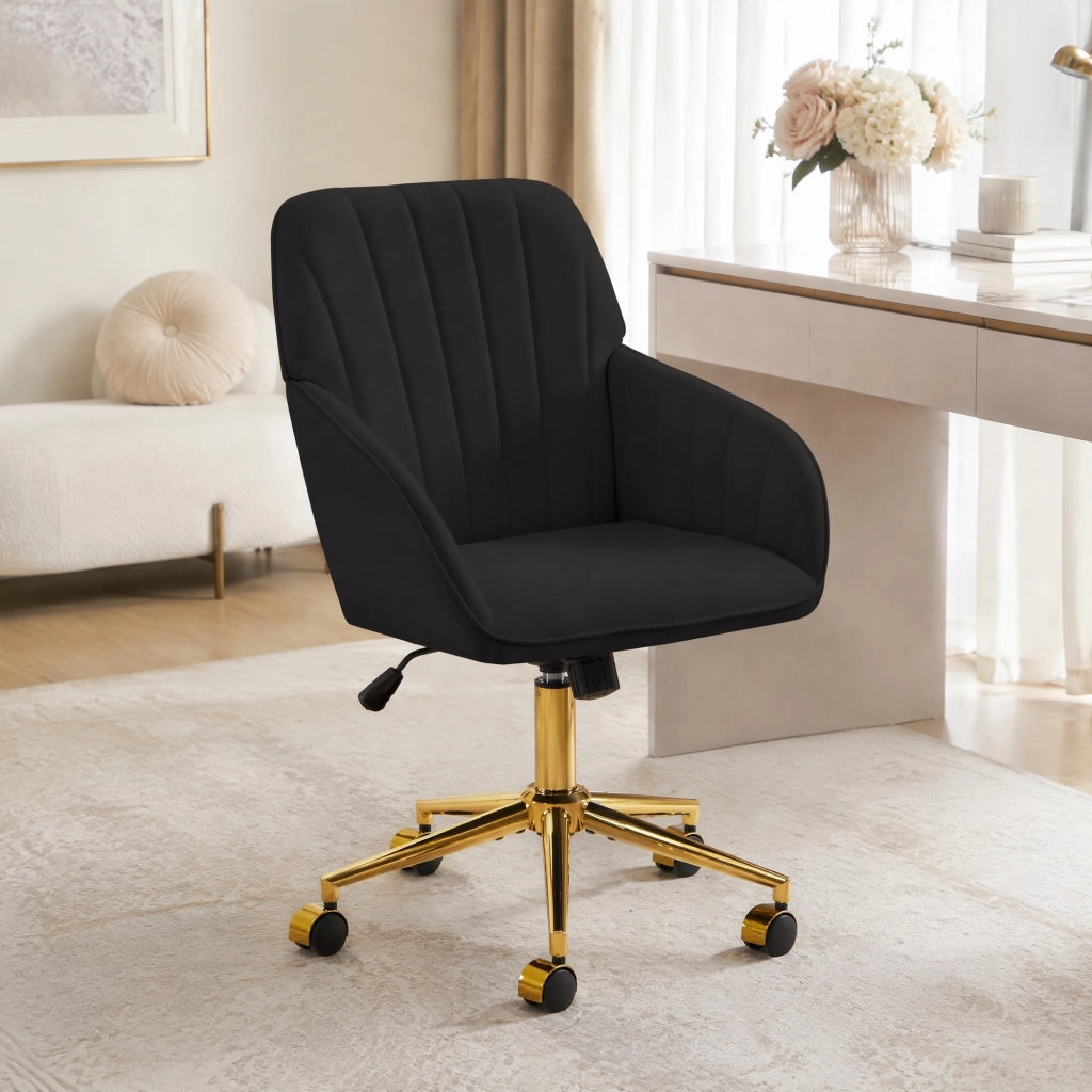 SEDIA girevole regolabile 50-59 cm in velluto nero