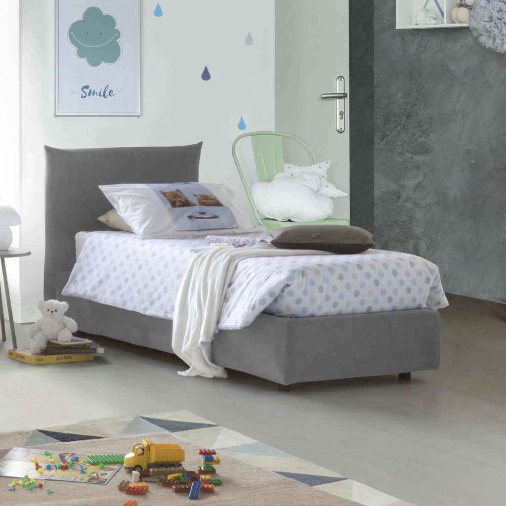 Astianatte, Letto Singolo Materasso Incluso Made in Italy, Grigio