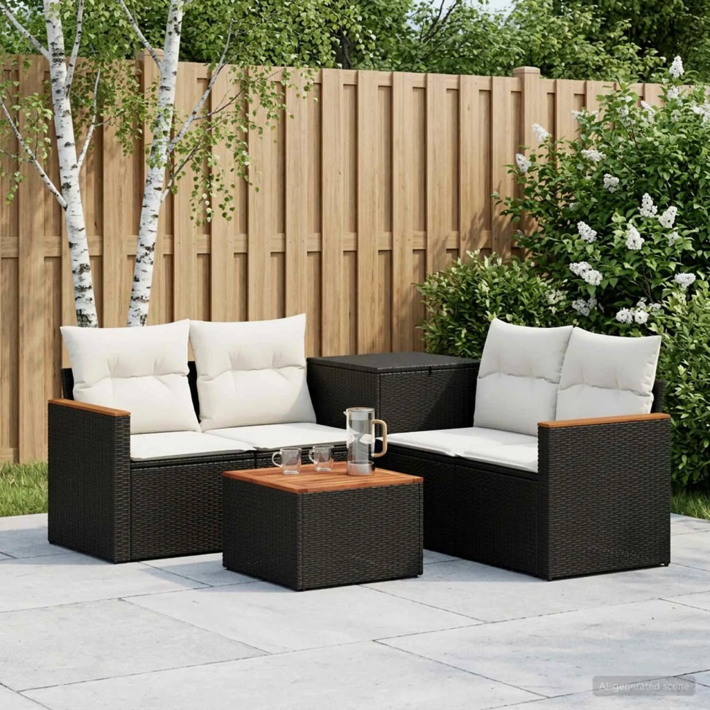 Set di divani 6 pz Nero e Bianco Crema 3447611