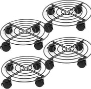 Set da 4 di vasi per piante in metallo con ruote da 27 cm