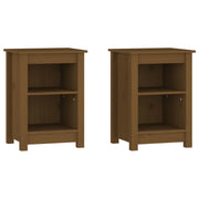 Set di 2 Comodini | Armadio da Notte | Mobiletto da notte ambra 40x35x55 cm in Legno Massello di Pino