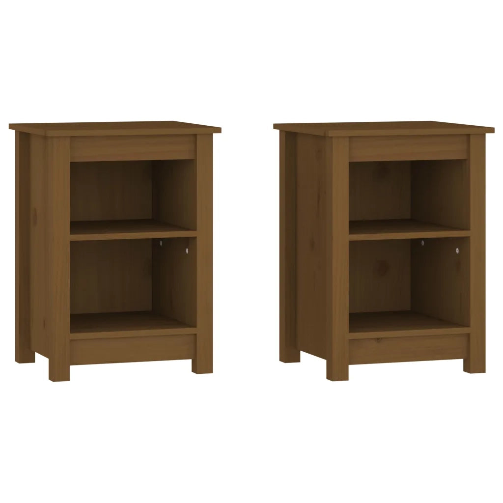 Set di 2 Comodini | Armadio da Notte | Mobiletto da notte ambra 40x35x55 cm in Legno Massello di Pino