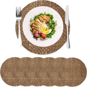 6 pezzi di tappeti di tavola in rattan 33 cm per decorazione della tavola da pranzo e da cucina, resistenti all'acqua, lavabili a mano, manufatti a mano (tono marrone rossiccio)