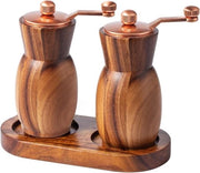 Set di Molini per Sale e Pepe – Con Sostegno – Frantumi in Legno – Molini a Mano Rifornibili – Molino da Pepe da 11,4 cm