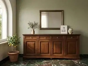 Credenza madia buffet in legno 4 ante mod goccia noce scuro