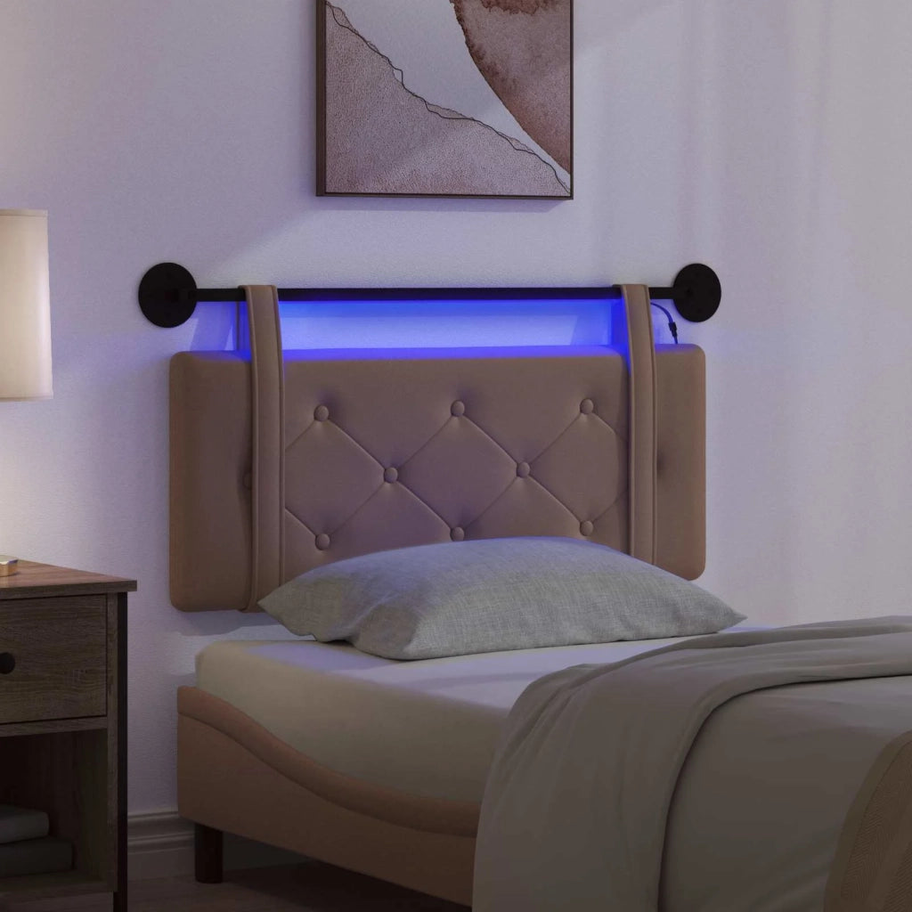 Testiera sospesa Con luce LED Cappuccino Similpelle 3424130