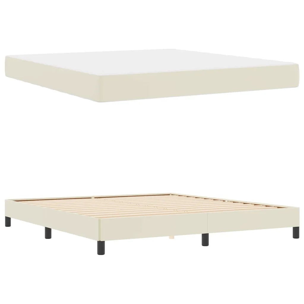 Struttura del letto con materasso Crema 180 x 200 cm Tessuto