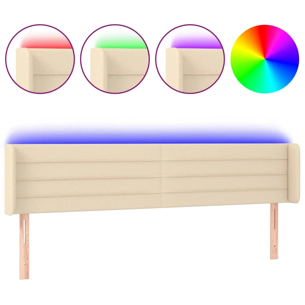 Testiera a LED-Testata con LED Crema 183x16x78/88 cm in Tessuto 868492