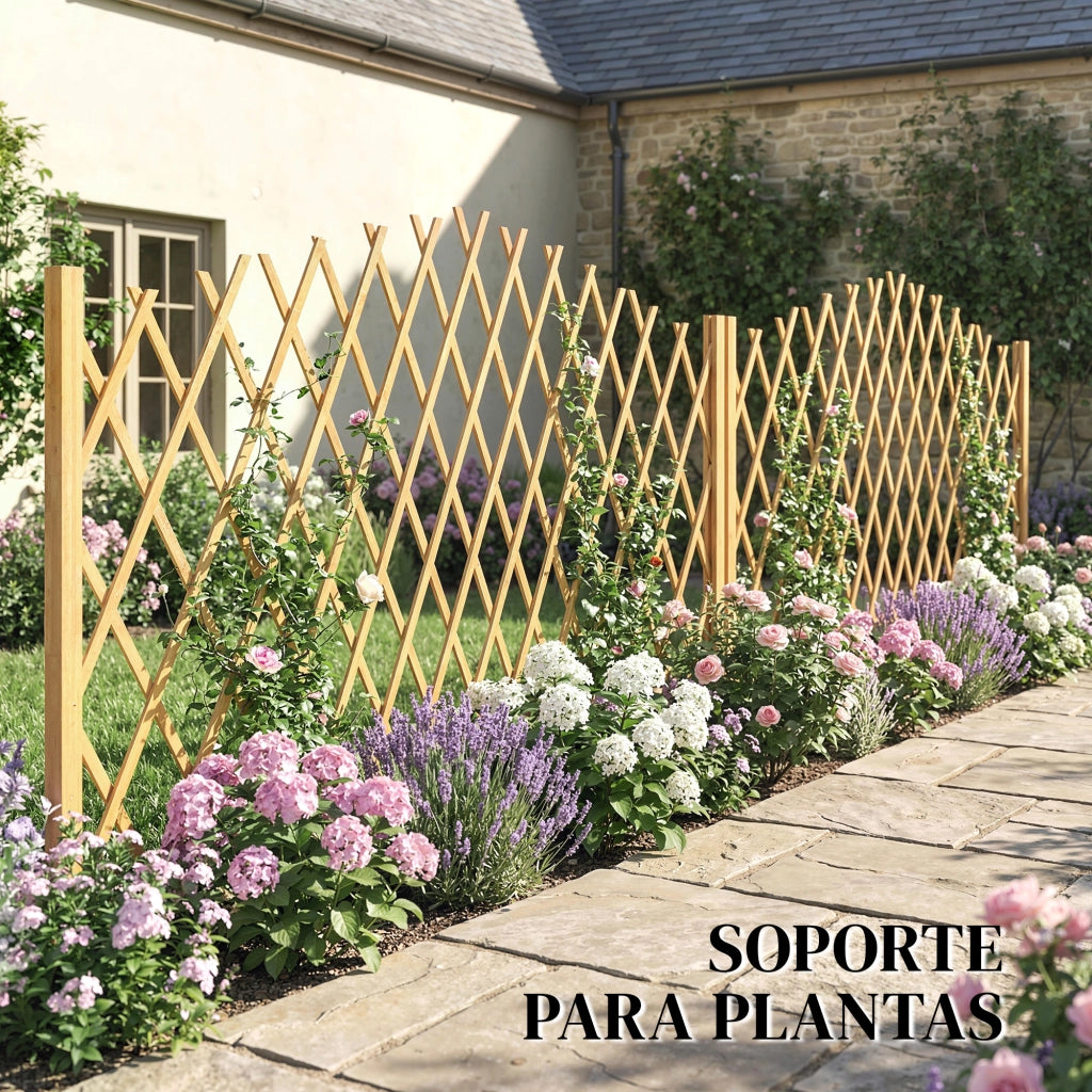 Set di Pannelli per Recinzione Giardino in Legno Estensibili ¨C Zephmum ¨C Naturale 180x30x103 cm