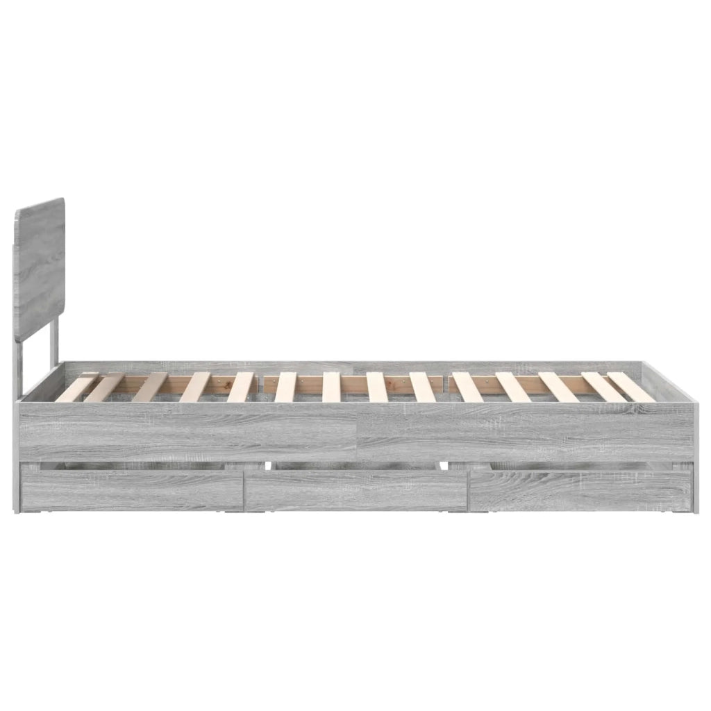 Struttura del letto con cassetto Sonoma grigia 90 x 200 cm 3412225