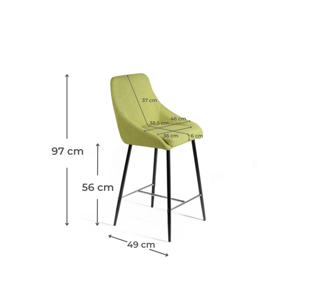 Ray - Sgabello in tessuto verde - Set da 1 pz