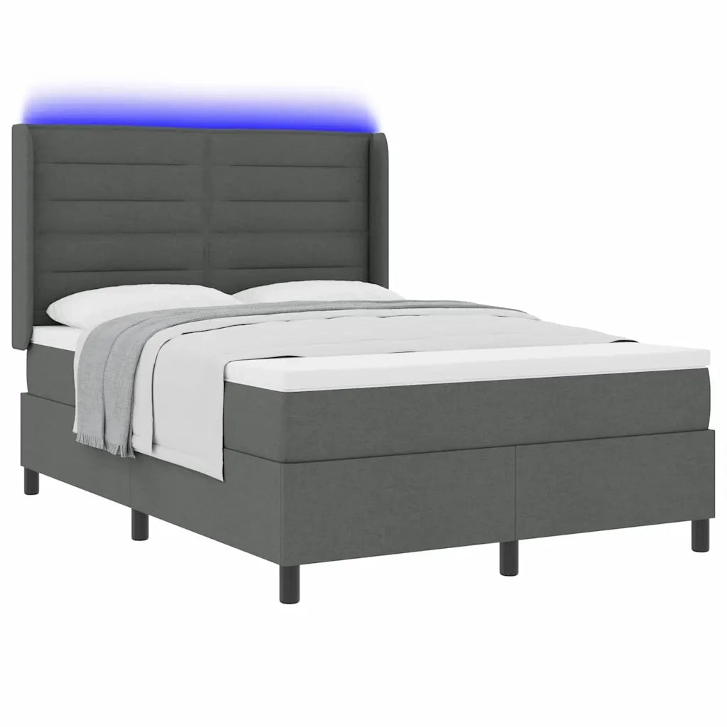 Letto a Sorgente LED Grigio scuro 160 x 200 cm Tessuto 3343449