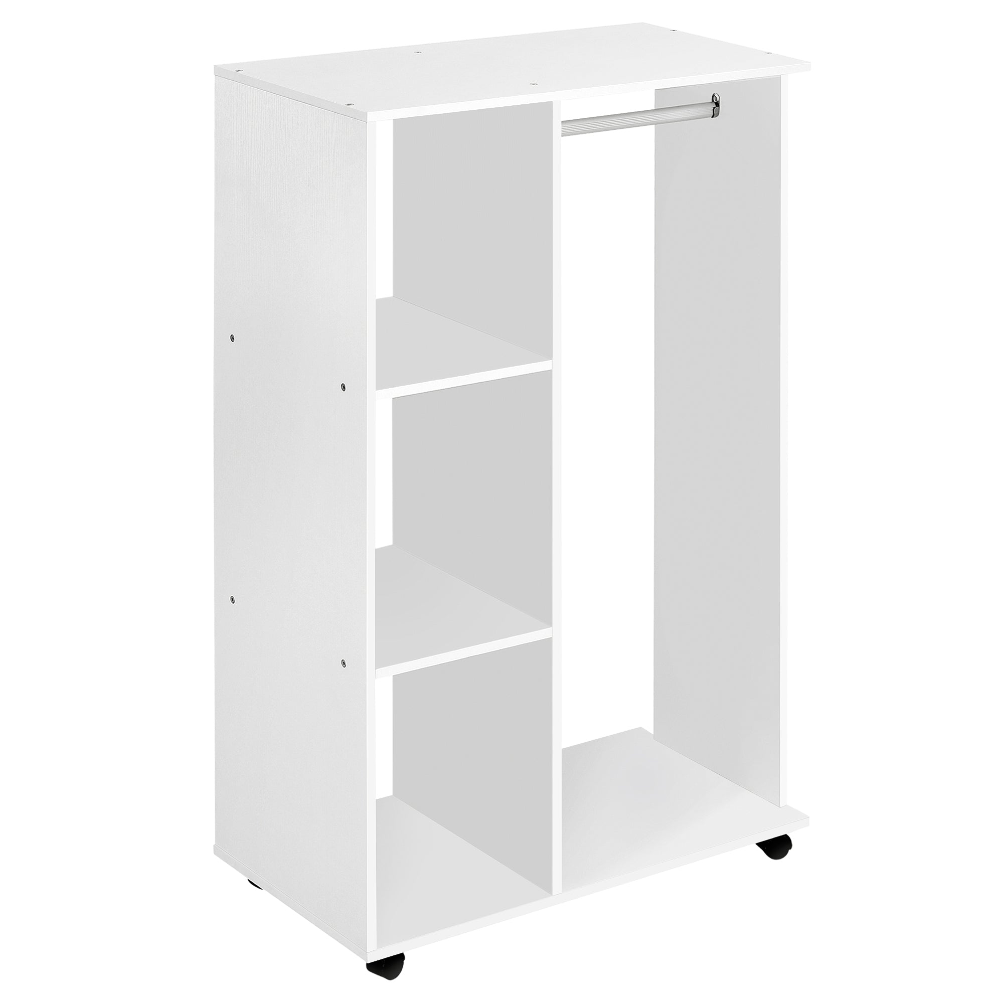 Armadio Guardaroba con Ruote in Legno 80x40x128 cm Bianco