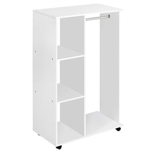 Armadio Guardaroba con Ruote in Legno 80x40x128 cm Bianco