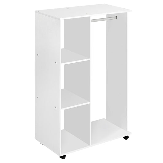 Armadio Guardaroba con Ruote in Legno 80x40x128 cm Bianco